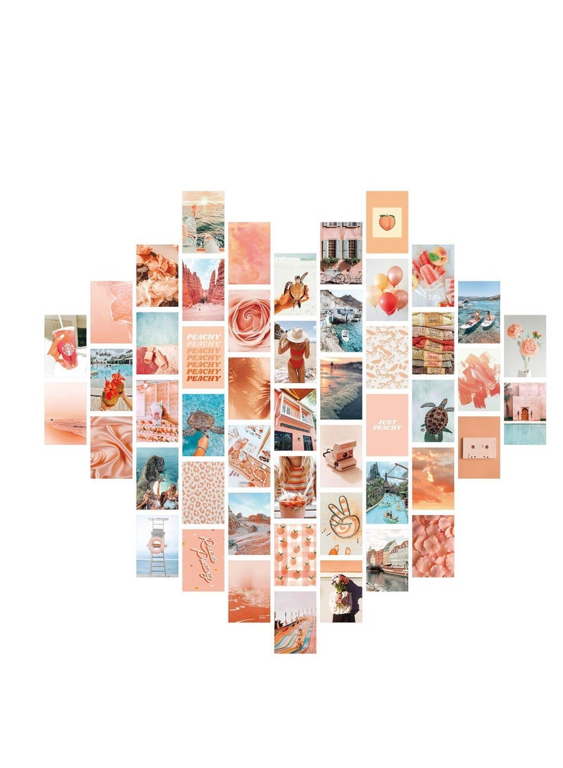 Minimalist Wall Art for Room Decor Aesthetic, 50Pcs Blush Collage Kit Aesthetic Pictures, Danish Pastel Decor, Preppy Bedroom Teen Girls Trendy Stuff(Single sheet size 10.2*15.2cm)